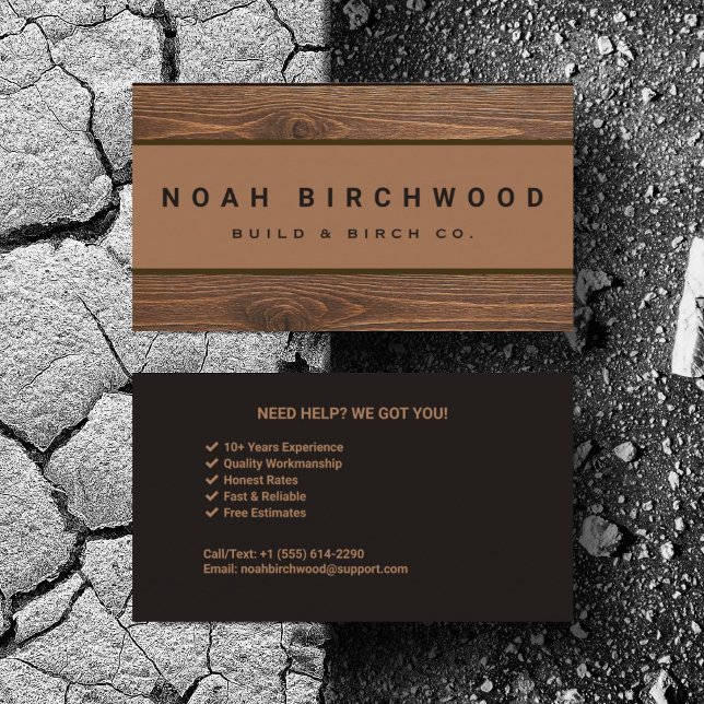 Personalise Rustic Handyman Woodwork Business Card (Personalize with your business card details)