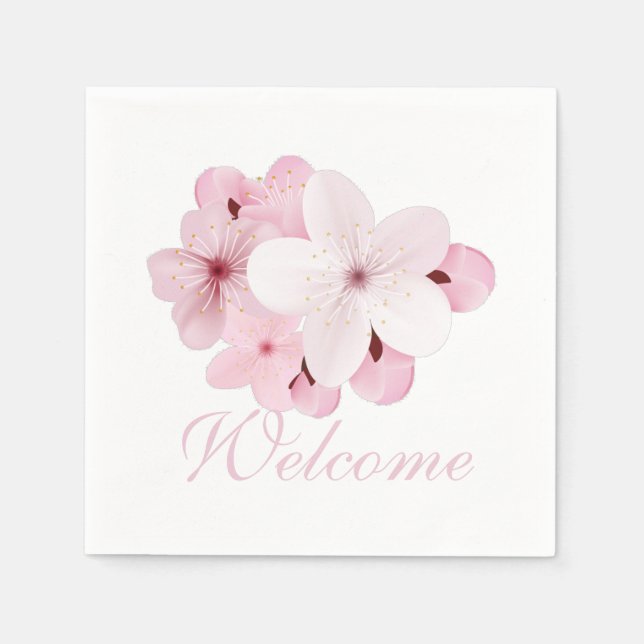 Personalise Sakura Blossoms Napkin (Front)