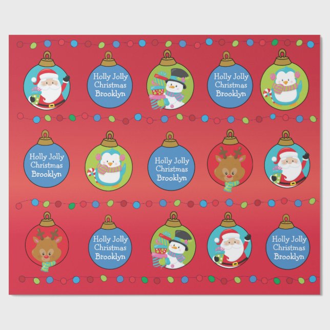 Personalise Santa and Friends Wrapping Paper (Flat)