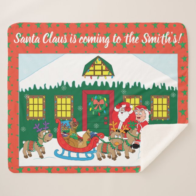 Personalise "Santa Claus is Coming" Blanket/Medium Sherpa Blanket (Front (Horizontal))