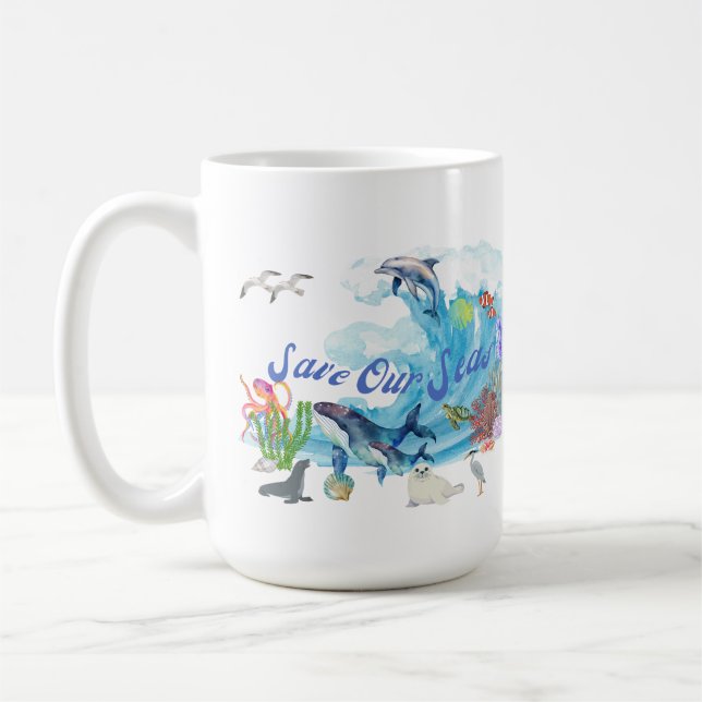 Personalise Save Our Seas Coffee Mug (Left)