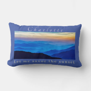 Personalise Savour the Sunset on Blue Background Lumbar Cushion