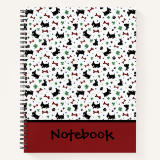 Personalise Scottie Shamrocks Colourful Lucky Big Notebook