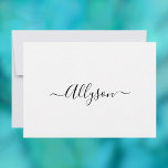 Personalise Script Name & Message, White Holiday Card<br><div class="desc">Personalise your Name In Black Script Text and message (or leave blank) on white background. Click “Customise” to change colours and type styles.</div>