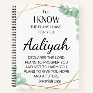 Personalise Scripture Name - Jeremiah 29:11 Notebook