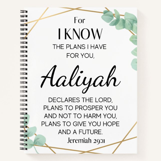 Personalise Scripture Name - Jeremiah 29:11 Notebook (Front)