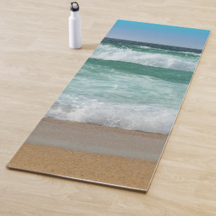 Personalise Seaside Sea Waves Sand Beach Template Yoga Mat