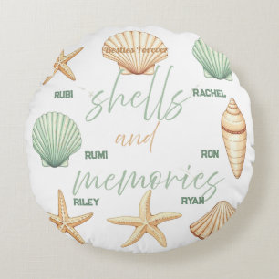 Personalise Shells and Memories: Minimal Ocean Round Cushion