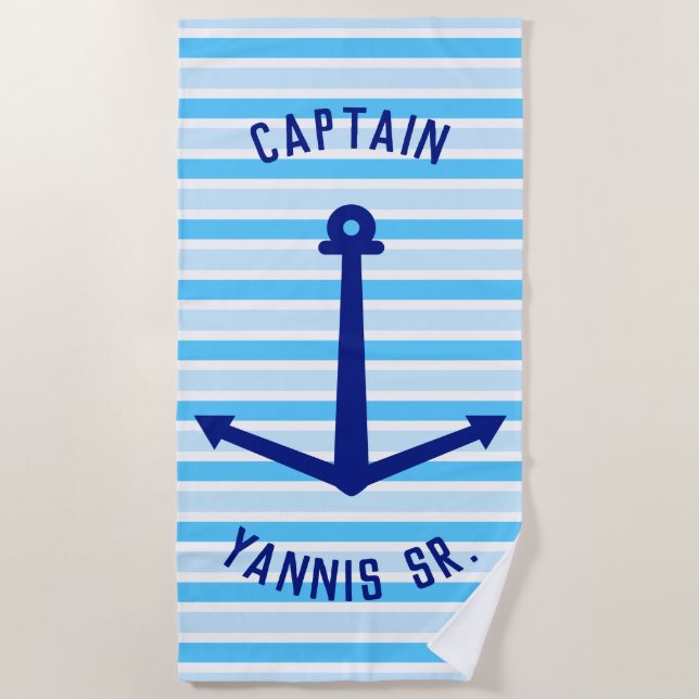 Personalise Ship Captain Name Beach Towel (Front)