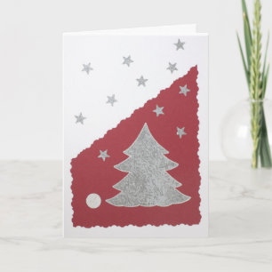 Personalise silver Christmas tree Holiday Card