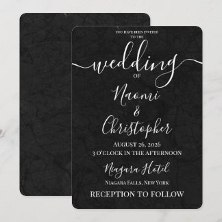 Personalise: Simple Black Stone Texture Wedding Invitation