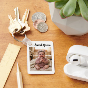 personalise simple custom 1.6" x 2.25" Aluminium Key Ring
