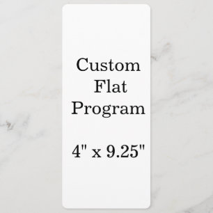 personalise simple custom 4" x 9.25" rounded Flat Programme