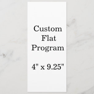 personalise simple custom 4" x 9.25" Squared Flat Programme