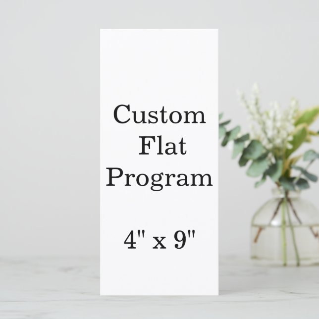 personalise simple custom 4" x 9" Standrad Flat Programme (Standing Front)