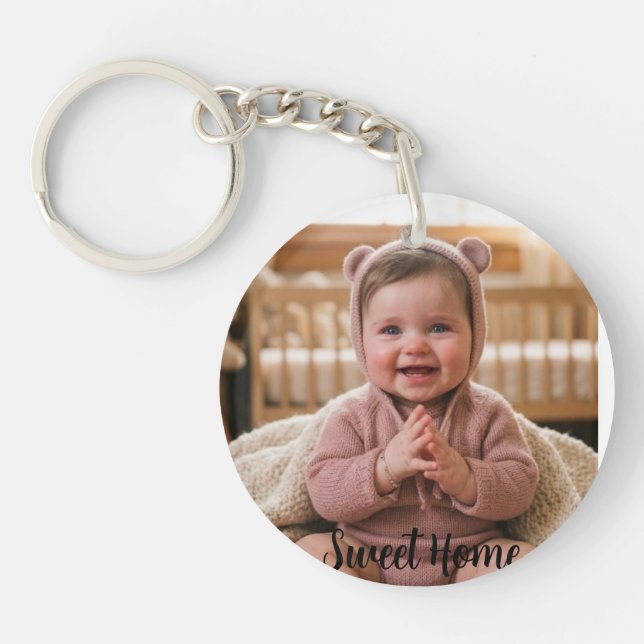 personalise simple custom Circle (double-sided) Key Ring (Front)
