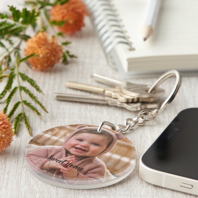 personalise simple custom Circle (single-sided) Key Ring (Front Right)