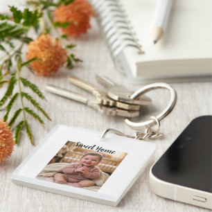 personalise simple custom Premium Square Key Ring