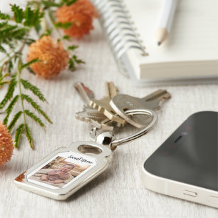 personalise simple custom Rectangle metal Key Ring