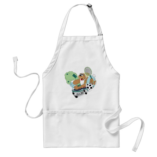 Personalise Skateboarding Bear Apron Summer Camp (Front)