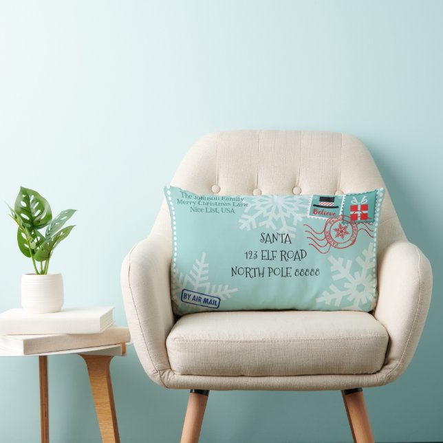 Personalise Snowflake Santa Letter Christmas Lumbar Cushion (Chair)