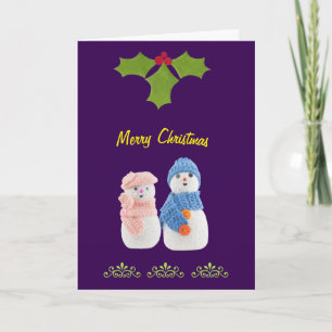 Personalise, Snowman&Snow woman Holiday Card