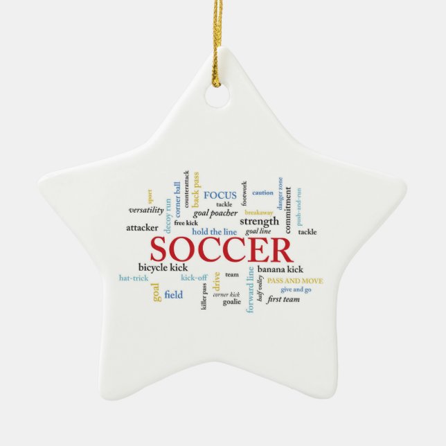 Personalise, Soccer Coach Thank You in Words Ceramic Tree Decoration (Front)