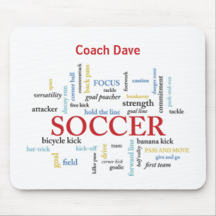Personalise, Soccer Coach Thank You in Words Mouse Pad