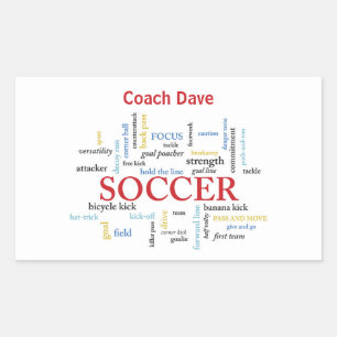 Personalise, Soccer Coach Thank You in Words Rectangular Sticker
