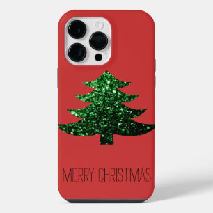 Personalise Sparkly Christmas tree green Red iPhone 14 Pro Max Case
