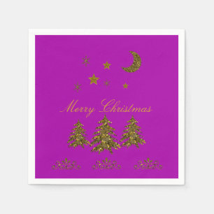 Personalise, Sparkly Christmas tree, moon, stars Napkin