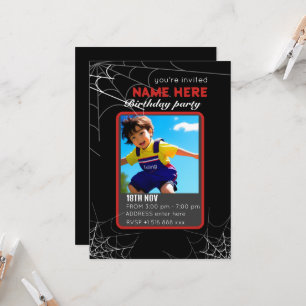Personalise spider birthday invitation