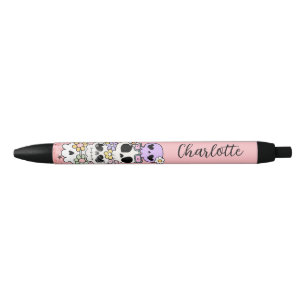 Personalise Spooky Cute Floral Skull Pen Halloween