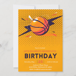 personalise Sport Basketball Birthday Invitation