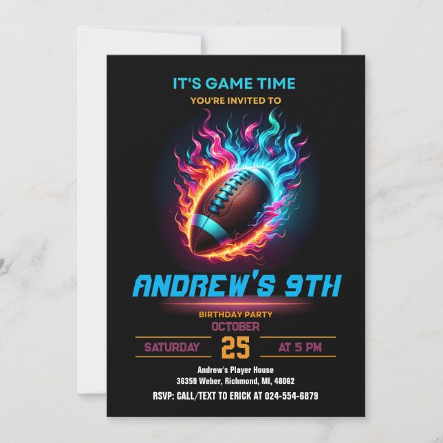 Personalise Sport Football Birthday Invitation (Front)