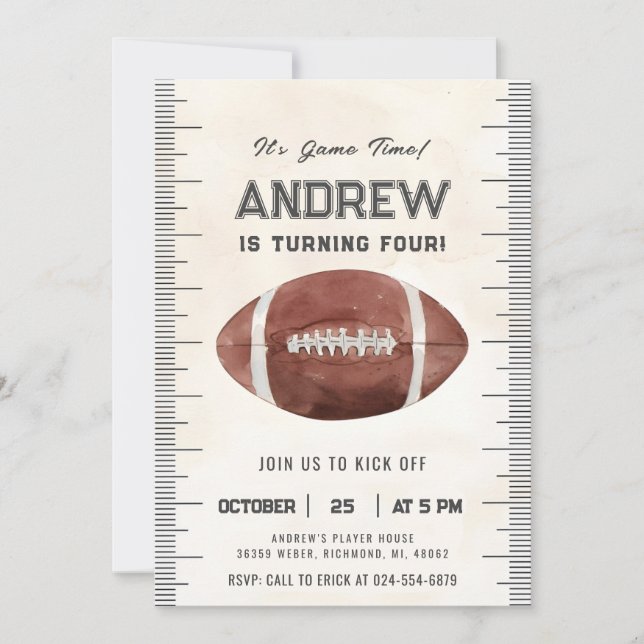 Personalise Sport Football Birthday Invitation (Front)