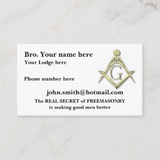 Personalise Square and Compasses MASONIC Business Card