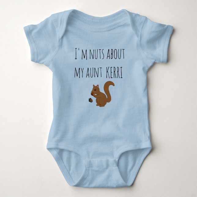 Personalise Squirrel  I'm Nuts about My Aunt Baby Bodysuit (Front)