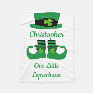 Personalise St. Patrick's Irish Green Leprechaun Fleece Blanket