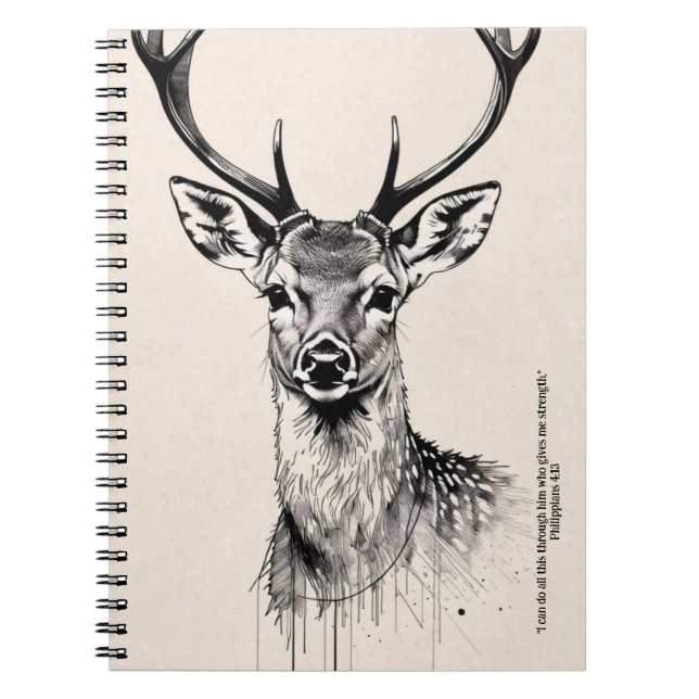 PERSONALISE: Stag with Bible Verse | Prayer  Notebook (Front)