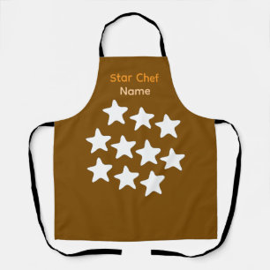 Personalise Star Chef Brown Apron Black Straps
