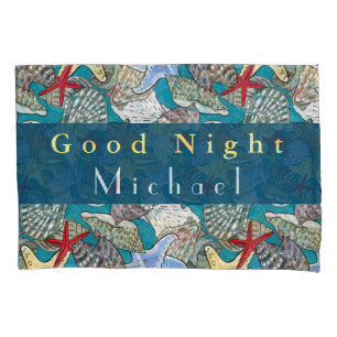 Personalise Starfish Sea Shell Pattern Good Night Pillowcase