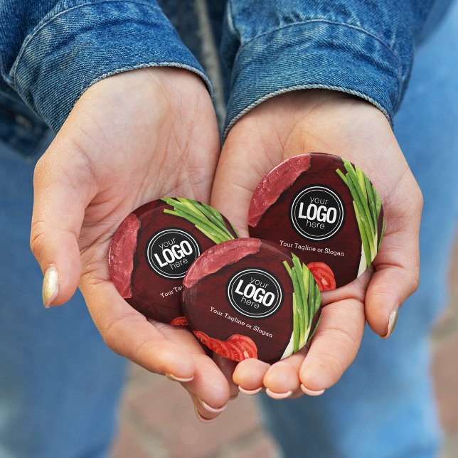 Personalise steak restaurant theme 7.5 cm round badge (Creator Uploaded)