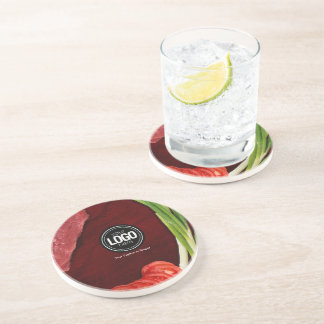Personalise steak restaurant theme coaster