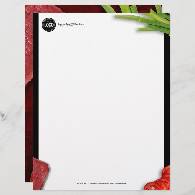 Personalise steak restaurant theme custom letterhead (Front/Back)