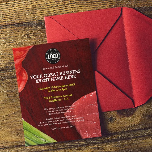 Personalise steak restaurant theme invitation (Creator Uploaded)