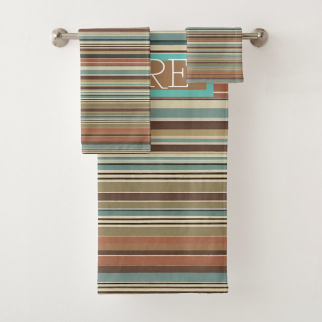 Personalise Striped Bath Towel Set (Insitu)
