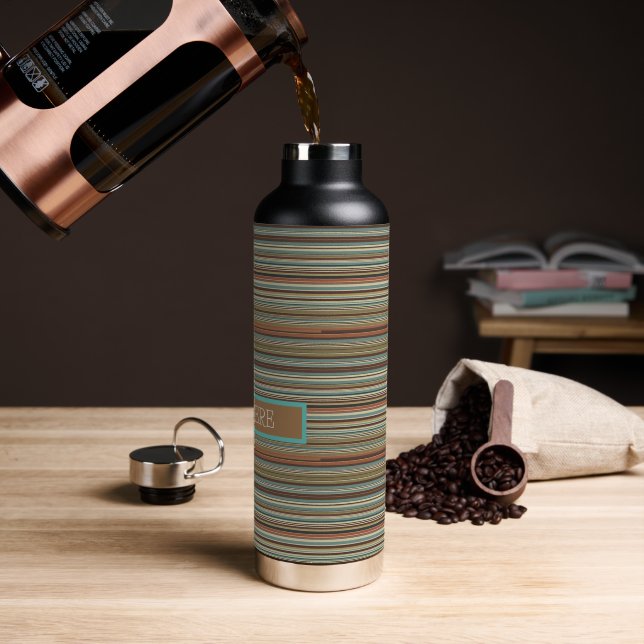 Personalise Striped Water Bottle (Coffee)