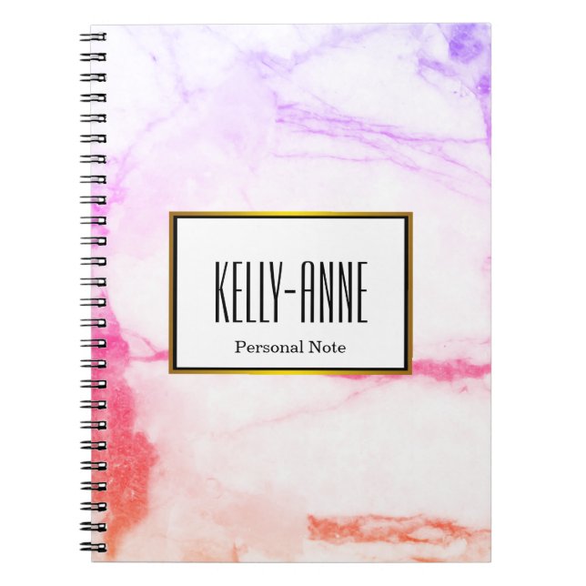 Personalise Stylish Marble Texture Designer Notebook (Front)