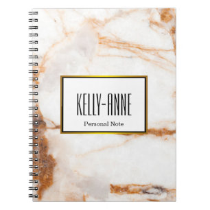 Personalise Stylish Marble Texture Designer Spiral Notebook